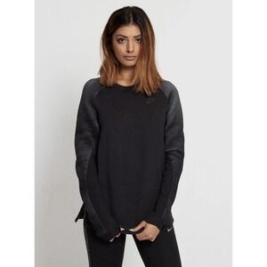 Nike Sportswear Tech Fleece Women's Crew Black XL Side Zipper Ribbed Sleeves